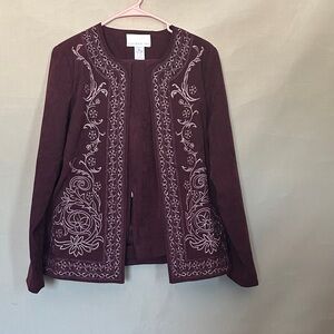 Susan Graver Burgundy Floral Blazer